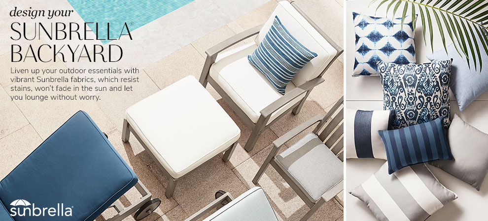 Sunbrella Fabrics Cushions Pillows Pottery Barn Sunbrella Collection Outdoor Accessories