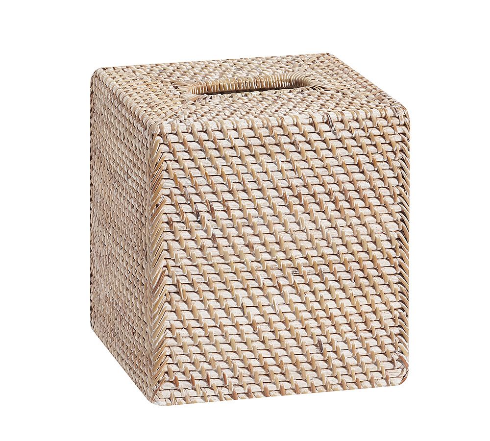 Online Designer Bathroom White Wash Tava Handwoven Rattan Tissue Box Cover