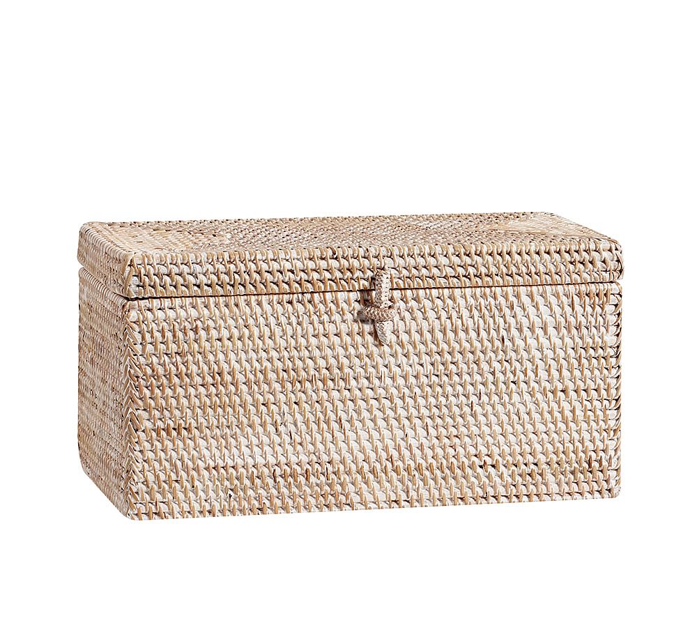 Online Designer Bathroom White Wash Tava Handwoven Rattan Lidded Box