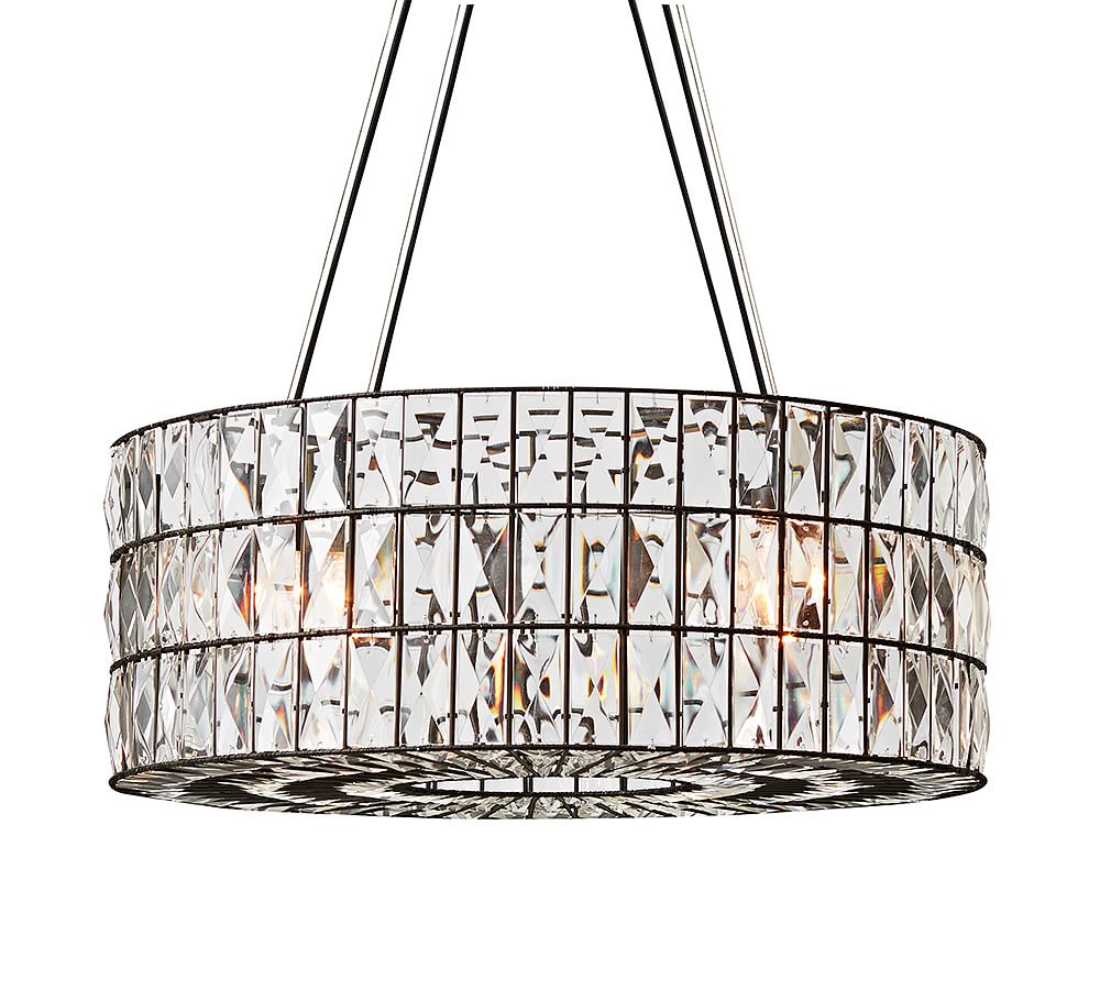 Online Designer Bedroom Adeline Faceted Crystal Round Chandelier, Bronze, Large 27