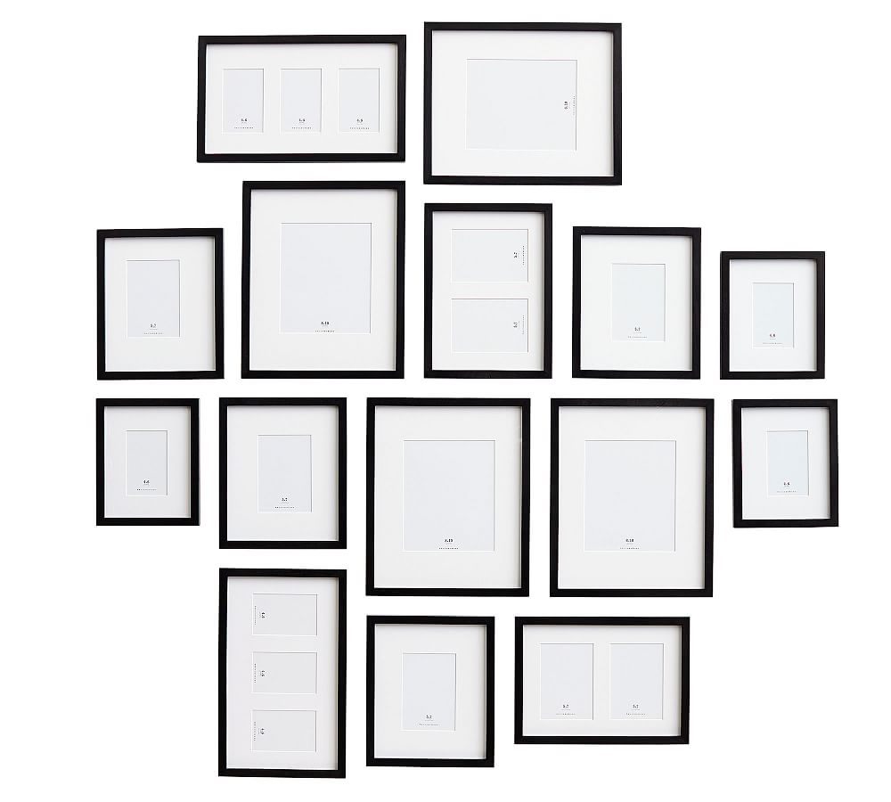 Online Designer Living Room Wood Gallery Frames in a Box, Black - Set of 15