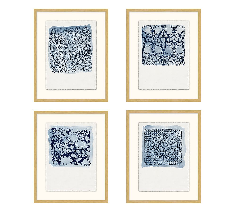 Online Designer Dining Room Textile Stamp Framed Prints, 16 x 20