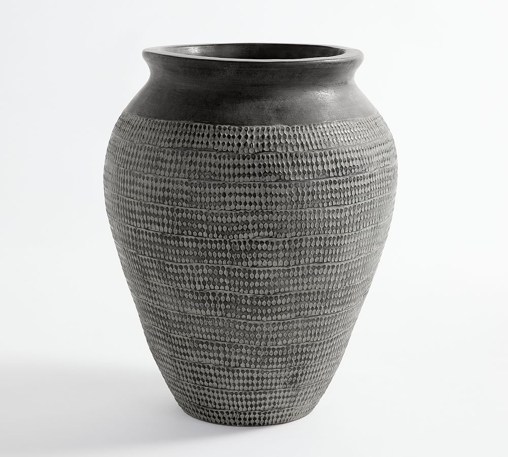 Online Designer Home/Small Office Frasier Handcrafted Etched Vase, XL, Black