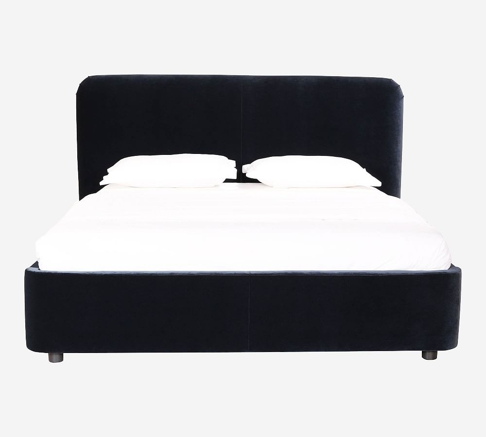 Online Designer Bedroom Riverside Upholstered Platform Bed, Blue Velvet, King