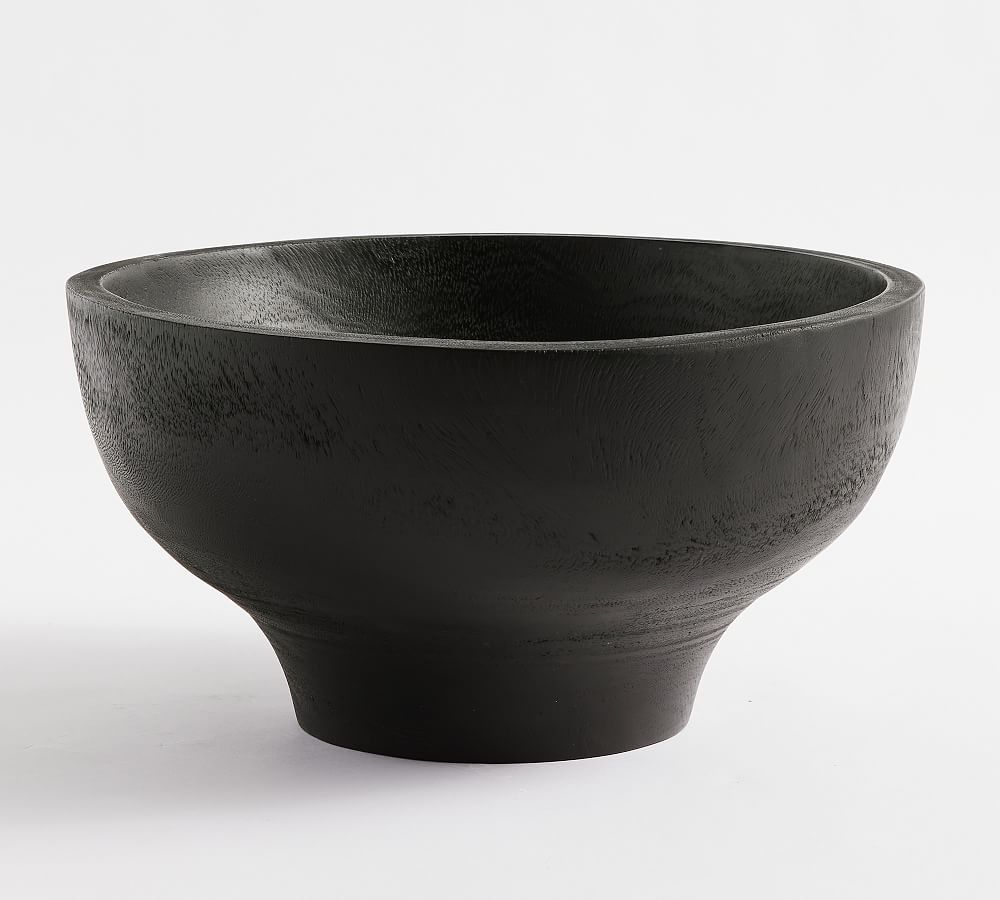 Online Designer Living Room Charred Wood Bowl, Medium, Black