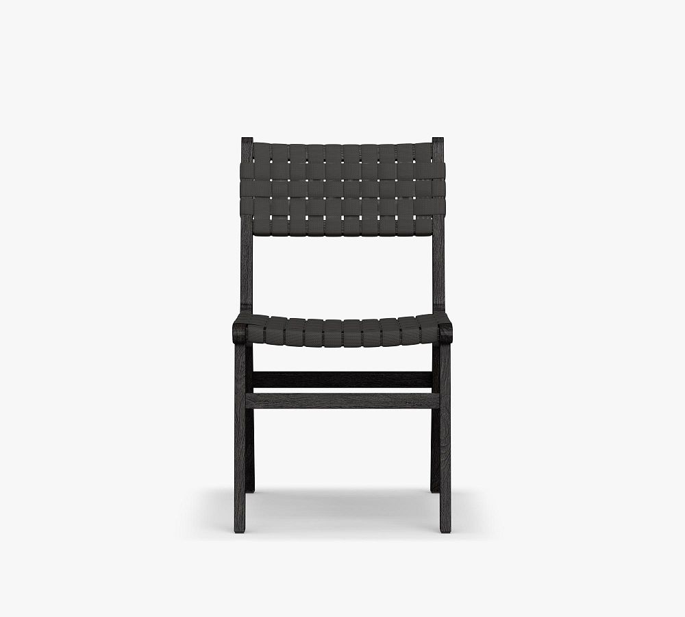 Online Designer Patio Abbott Strap Dining Side Chair, Weathered Black