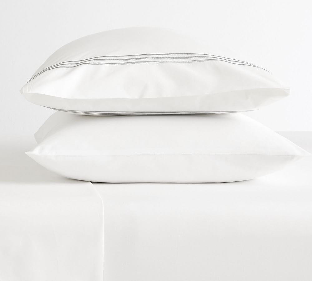 Online Designer Bedroom Gray Mist Grand Organic Percale Pillowcases, Set of 2, Standard