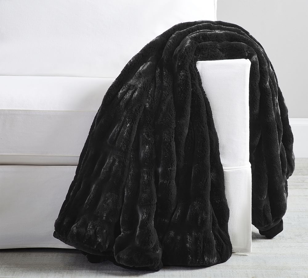 Online Designer Other Faux Fur Ruched Throw, 60 x 80