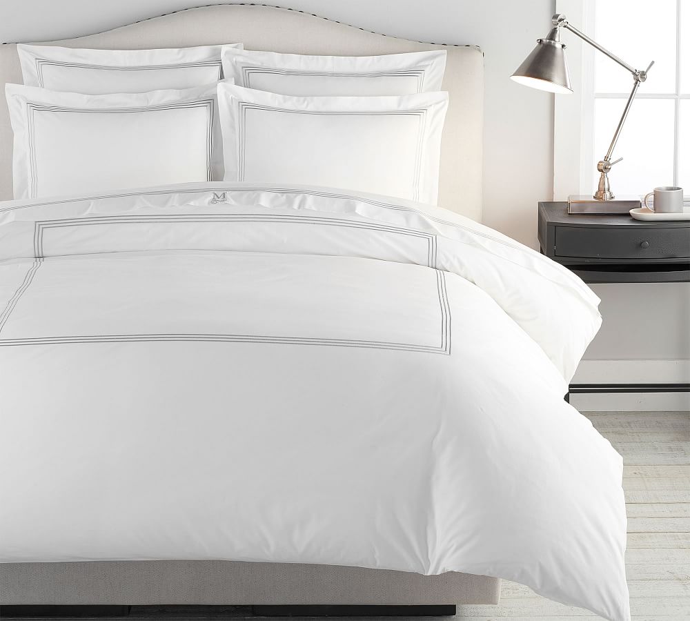 Online Designer Bedroom Gray Mist Grand Organic Percale Duvet Cover, Full/Queen