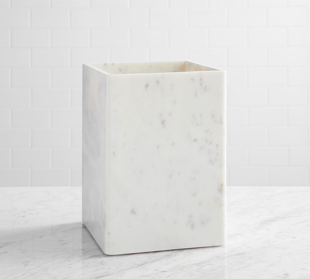 Online Designer Bathroom Frost Handcrafted Marble Trash Can