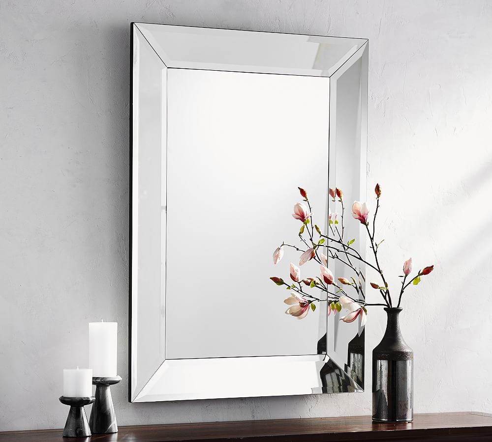 Online Designer Bathroom Beveled Glass Rectangular Mirror, 30 x 42