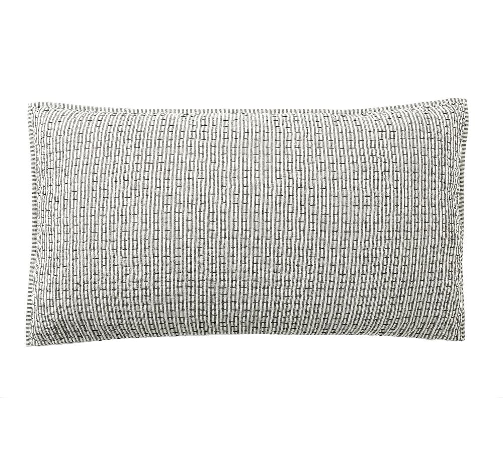 Online Designer Other Gray Pickstitch Wheaton Reversible Striped Cotton/Linen Quilted Sham, King