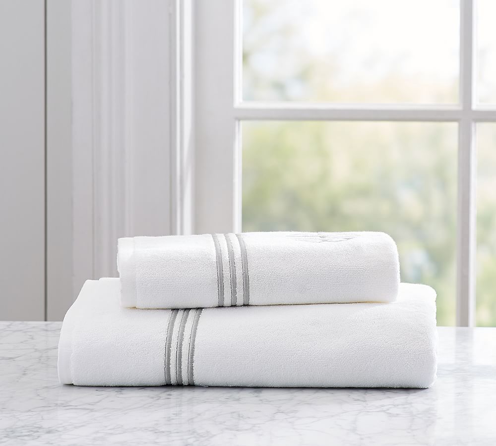 Online Designer Other Gray Grand Organic Embroidered Hand Towel