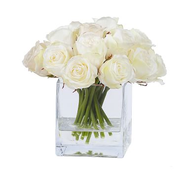 Online Designer Other Faux Composed Roses in Square Vase