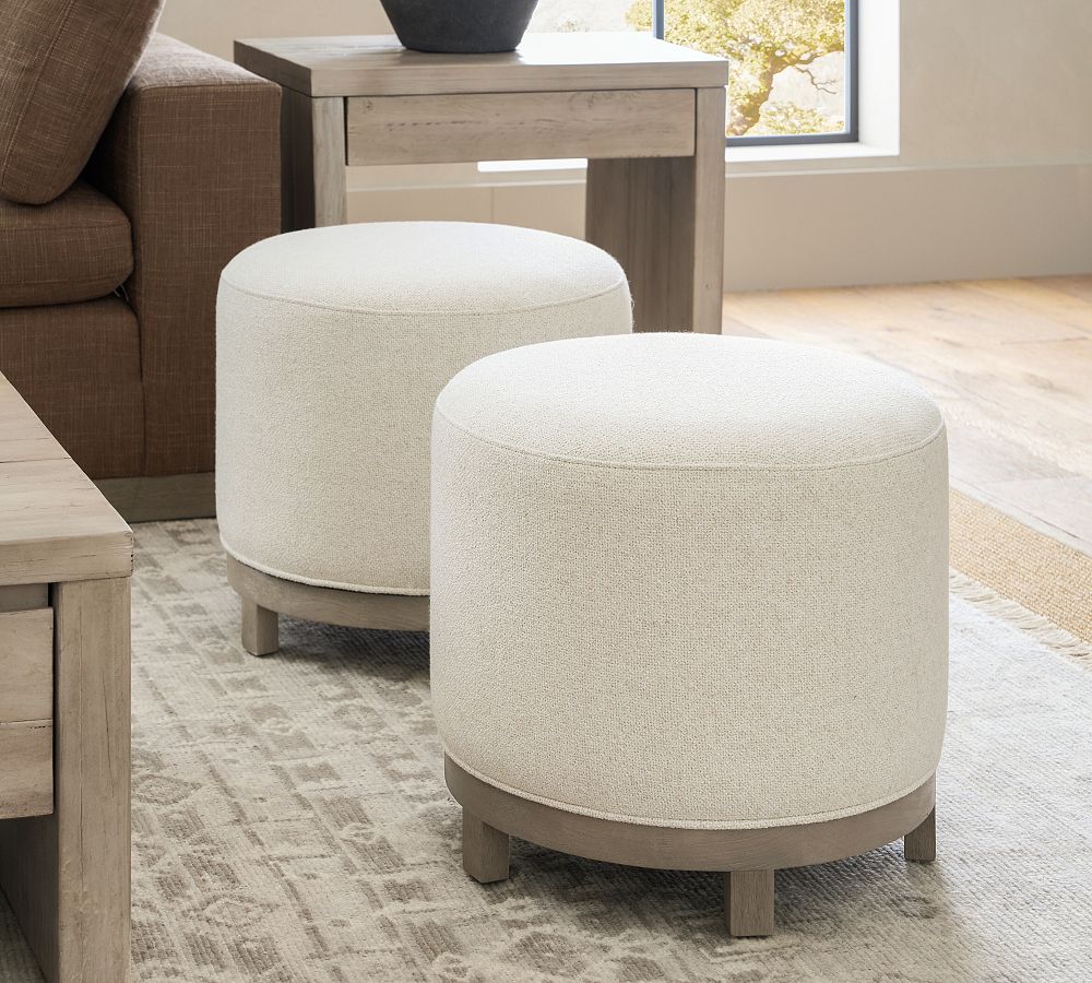 Online Designer Dining Room Jake Upholstered Swivel Stool, Seadrift Legs, Diamond Chenille Oatmeal