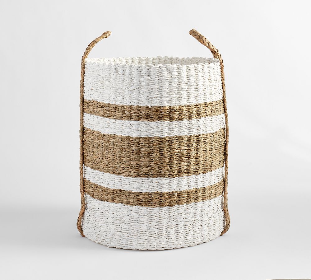 Online Designer Other Tulum Woven Basket Large Tote, White/Natural
