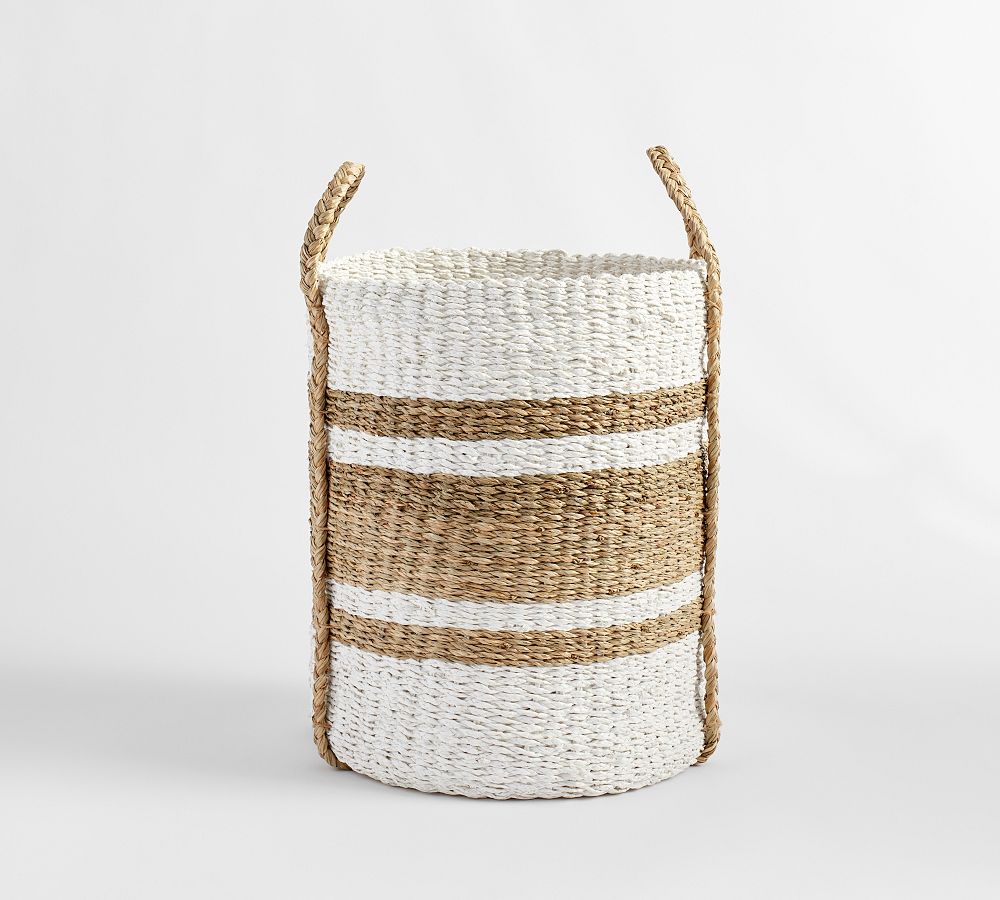 Online Designer Other Tulum Woven Basket Small Tote, White/Natural