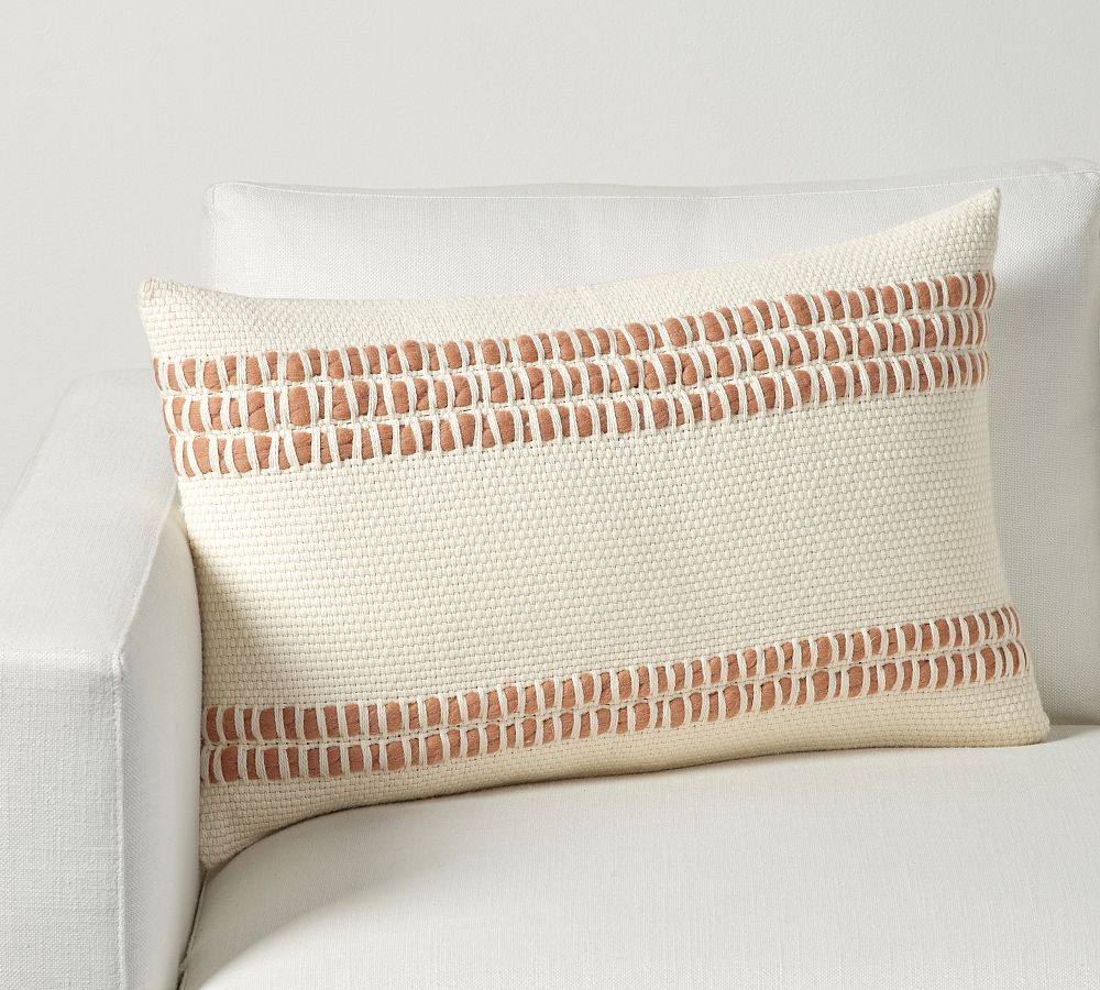 Online Designer Combined Living/Dining Reed Striped Lumbar Pillow & Down Alternative Insert Bundle, 16