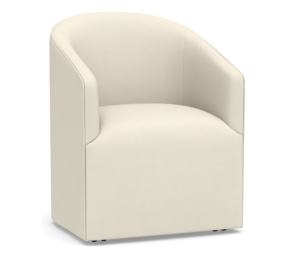 Online Designer Combined Living/Dining Baldwin Upholstered Barrel Back Dining Armchair, Park Weave Ivory