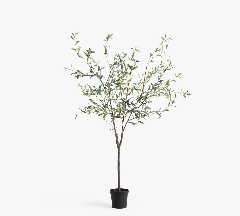 Online Designer Living Room Faux Potted Olive Tree, 7', Green