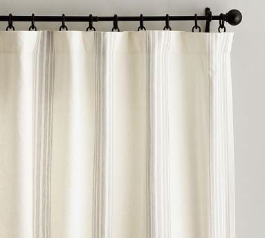 Online Designer Combined Living/Dining Riviera Striped Linen/Cotton Curtain, 50 x 108