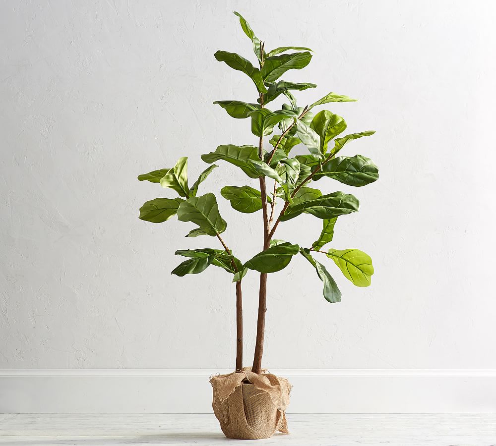 Online Designer Living Room Faux Potted Fiddle Leaf Fig Tree, Small, 5'