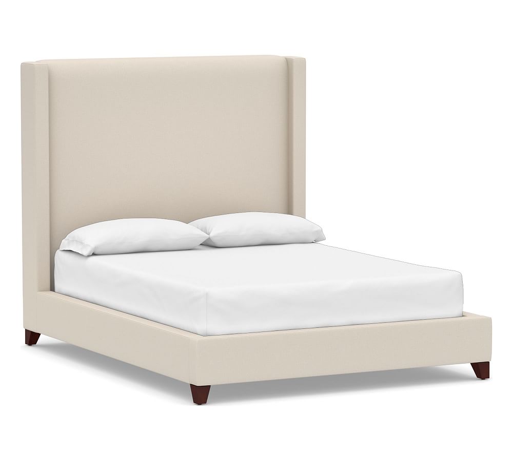 Online Designer Other Harper Non-Tufted Upholstered Tall Bed without Nailheads, King, Performance Brushed Basketweave Oatmeal