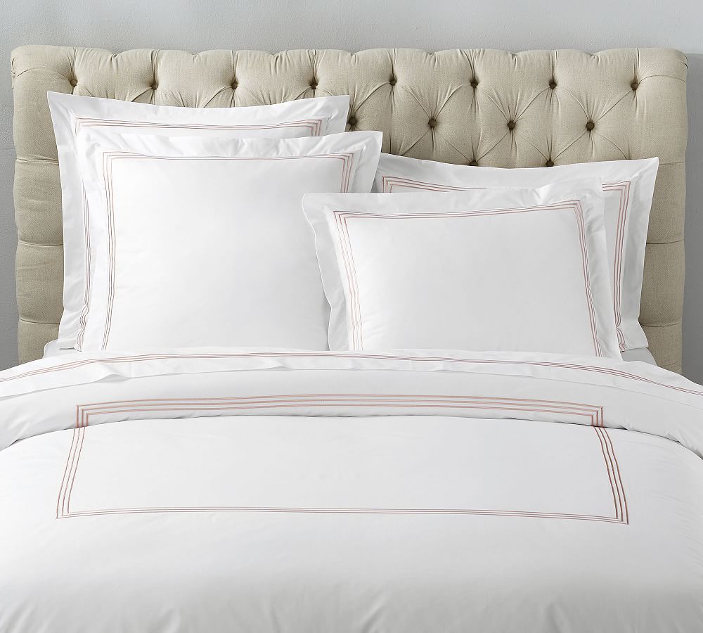 Online Designer Bedroom Grand Organic Percale Duvet Cover, Full/Queen, Soft Rose