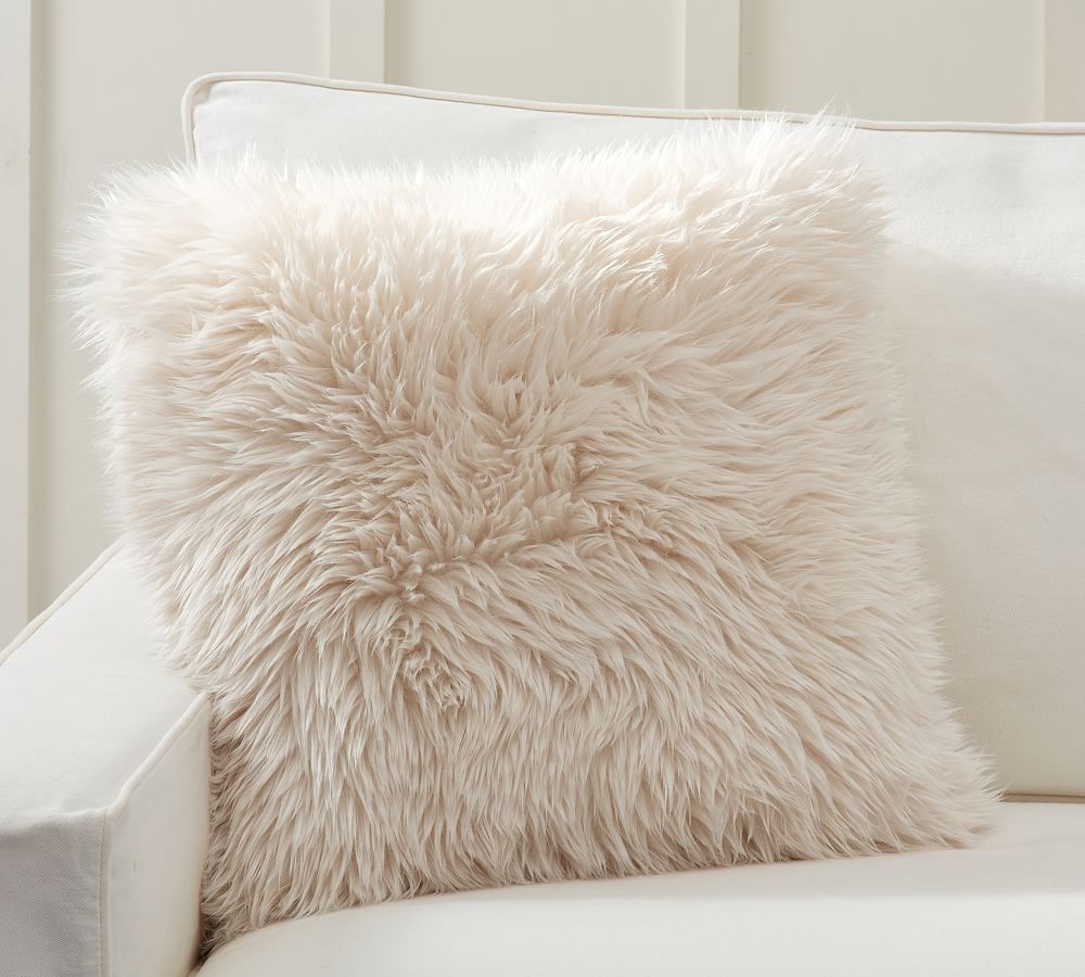 Online Designer Bedroom Luxe Faux Fur Pillow & Down Feather Insert Bundle, 26