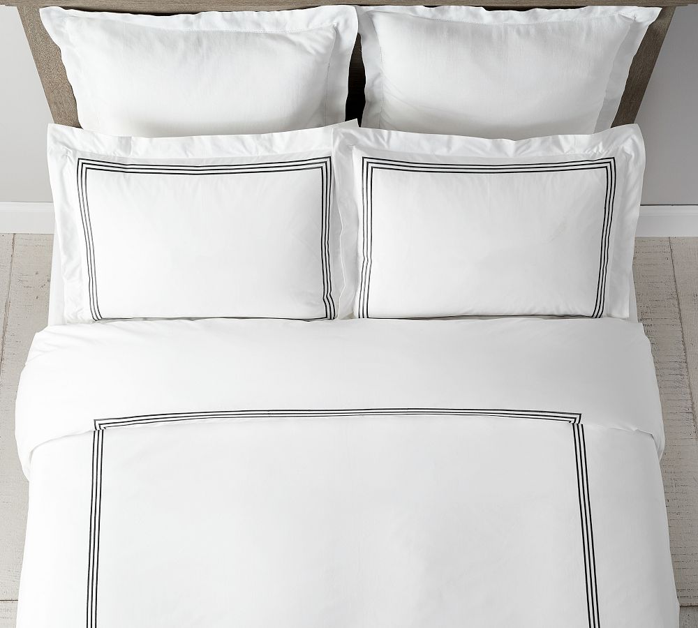Online Designer Bedroom Grand Organic Percale Duvet Cover, King/Cal. King, Black