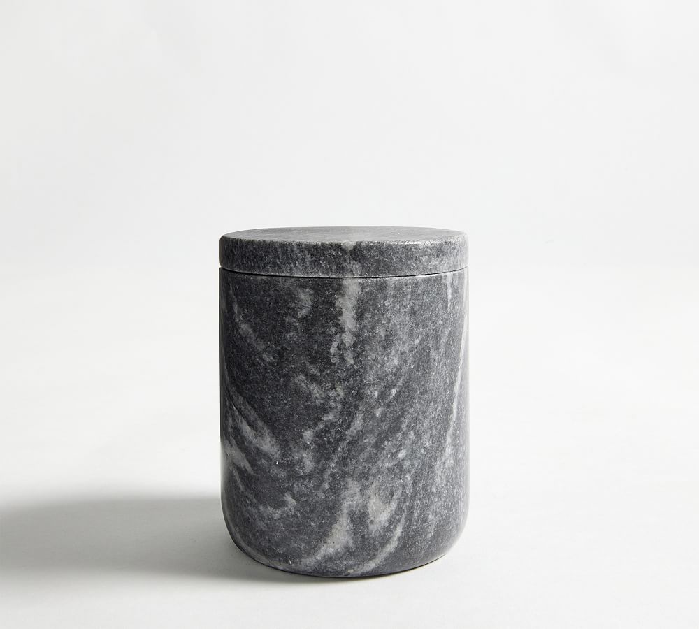 Online Designer Bathroom Handcrafted Marble Medium Canister, Black