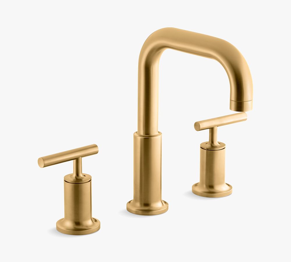 Online Designer Bathroom Kholer Purist(R) Deck-Mount Lever Handle Tub Filler, Brushed Brass