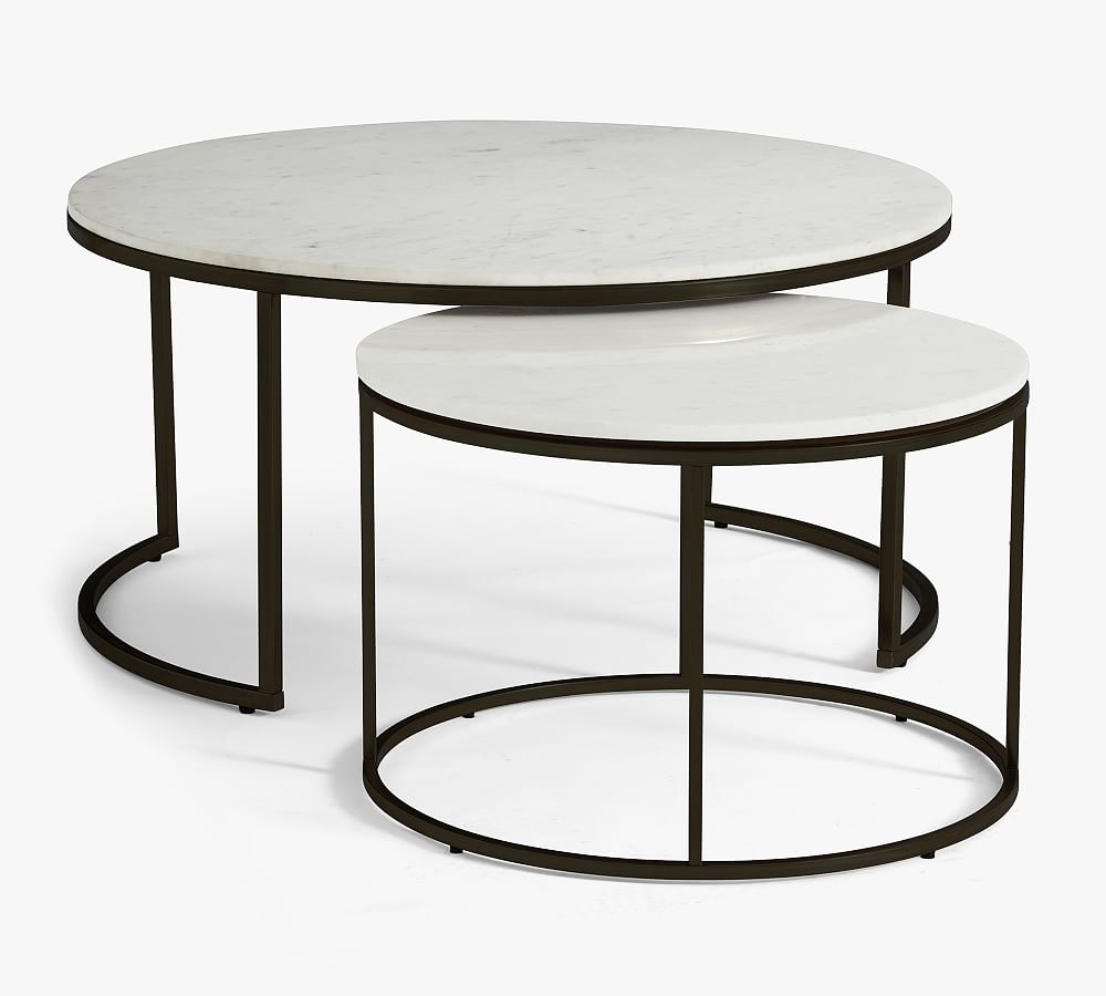 Online Designer Living Room Delaney Round Marble Nesting Coffee Tables, Bronze