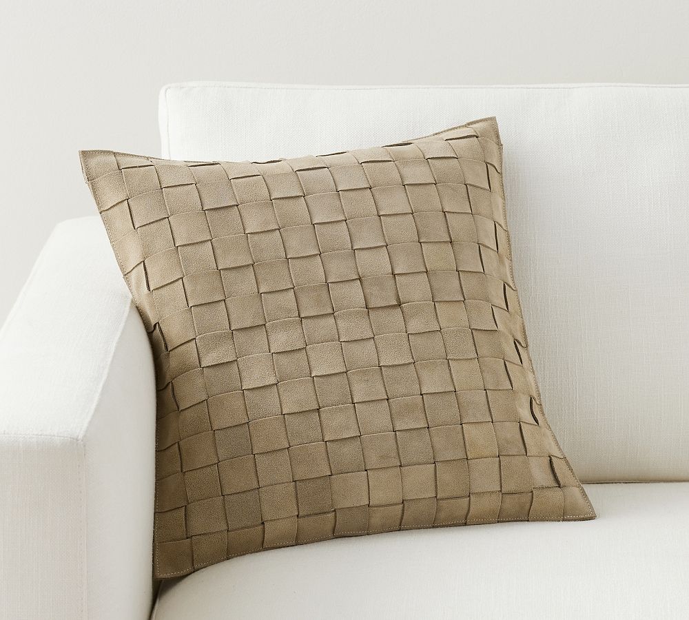 Online Designer Other Suede Basketweave Pillow & Down Feather Insert Bundle, 18