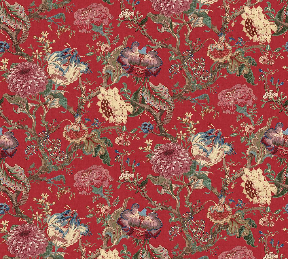 Online Designer Hallway/Entry Dahlia Floral Wallpaper, 24 Sq Ft, Red