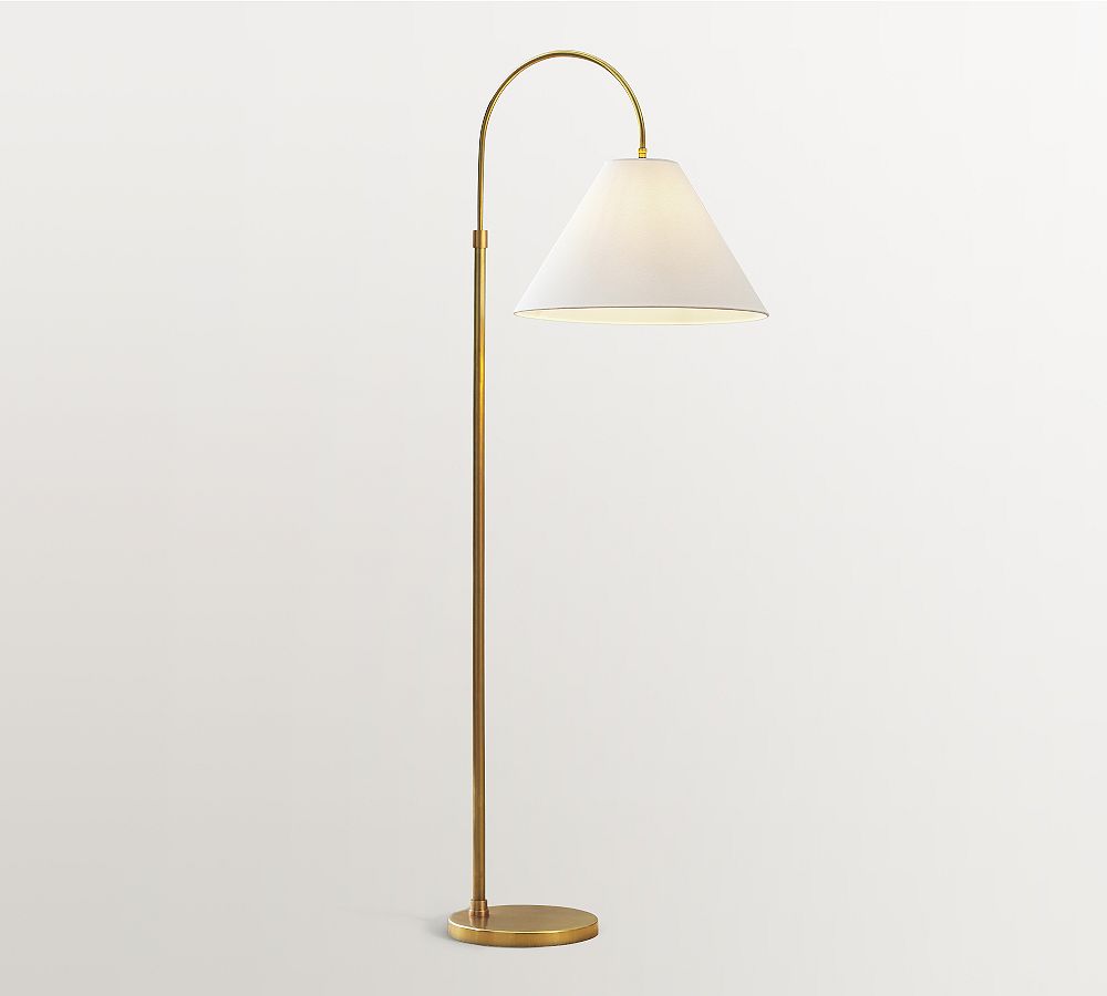 Pottery Barn Sinclair Metal Arc Floor Lamp, Tumbled Brass