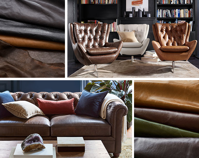 types of leather furniture | pottery barn