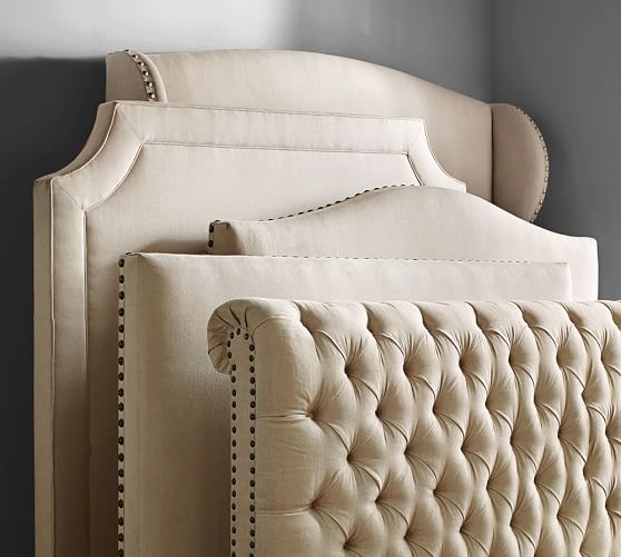 Chesterfield Upholstered Bed & Headboard Pottery Barn