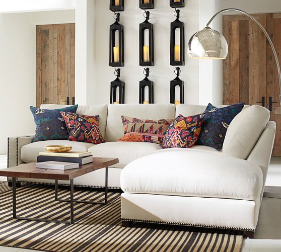 Turner Square Arm Upholstered 3Piece Bumper Sectional With Nailheads