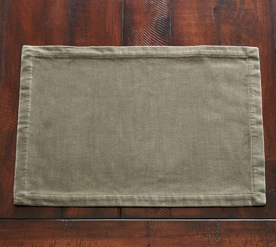 Velvet Placemat, Set of 4 Sage Green Pottery Barn