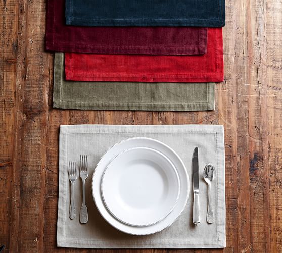 Velvet Placemat, Set of 4 Sage Green Pottery Barn