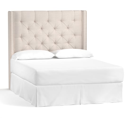 Harper Upholstered Tufted Tall Bed & Headboard Pottery Barn