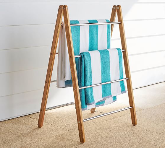 Outdoor Shower Collapsible Towel Rack Pottery Barn