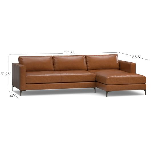 Jake Leather Sofa with Chaise Sectional Pottery Barn