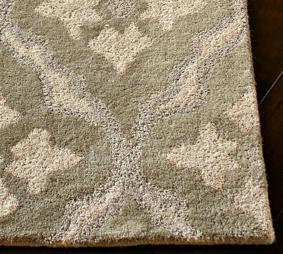 Misha Diamond Wool Rug Swatch, Green