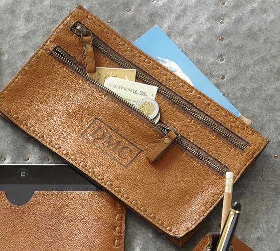 Rio Leather 3-Zip Travel Organizer, Espresso