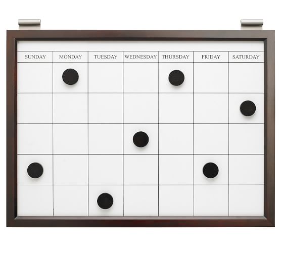 Magnetic Whiteboard Calendar, Espresso stain