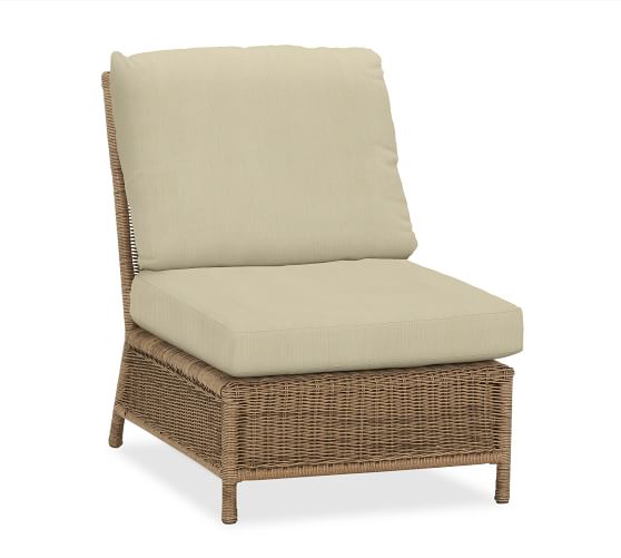 Saybrook Armless Chair Sectional Cushion Slipcover, Sunbrella® Linen Sand