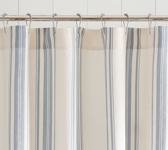 Evan Stripe Shower Curtain, Blue Opal