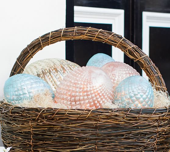 Pink Luster Mercury Glass Patterned Egg, Medium